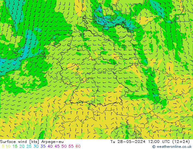 Rüzgar 10 m Arpege-eu Sa 28.05.2024 12 UTC