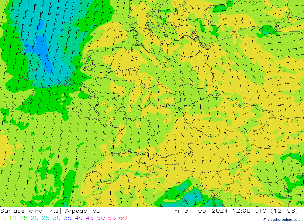 Vent 10 m Arpege-eu ven 31.05.2024 12 UTC