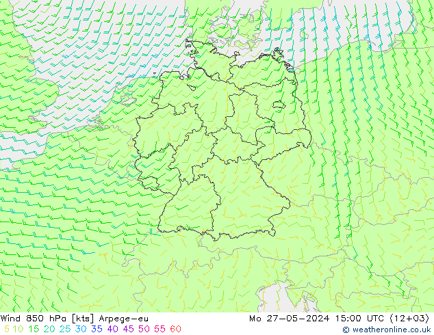 Wind 850 hPa Arpege-eu Mo 27.05.2024 15 UTC