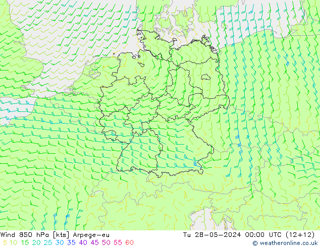 Vento 850 hPa Arpege-eu mar 28.05.2024 00 UTC