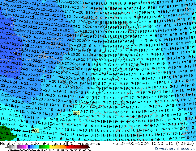 Height/Temp. 500 hPa Arpege-eu Mo 27.05.2024 15 UTC