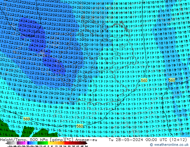 Géop./Temp. 500 hPa Arpege-eu mar 28.05.2024 00 UTC