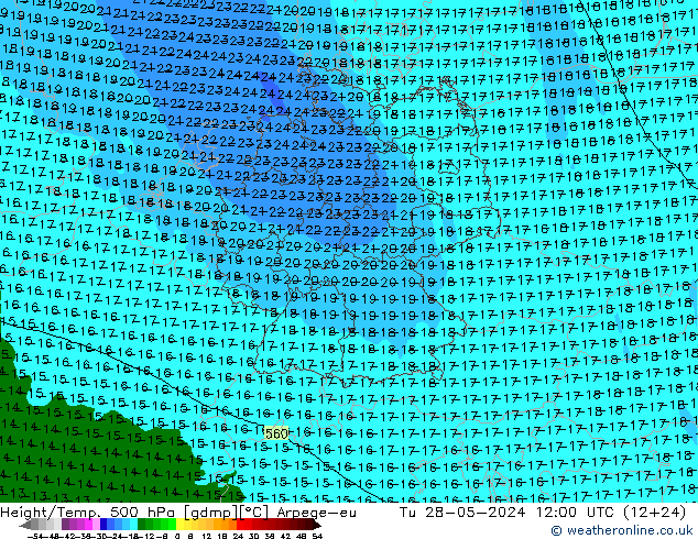 Yükseklik/Sıc. 500 hPa Arpege-eu Sa 28.05.2024 12 UTC