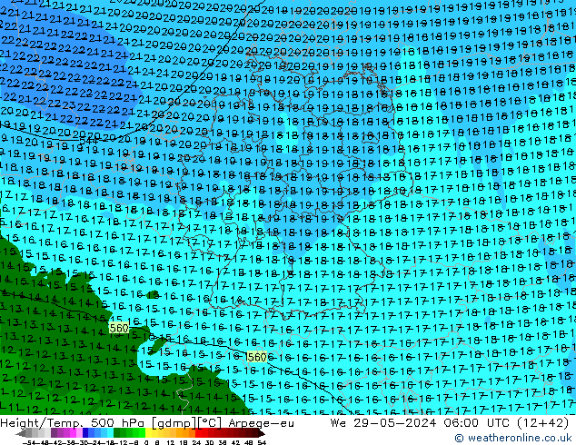 Height/Temp. 500 hPa Arpege-eu We 29.05.2024 06 UTC