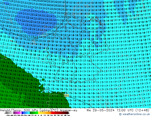 Yükseklik/Sıc. 500 hPa Arpege-eu Çar 29.05.2024 12 UTC