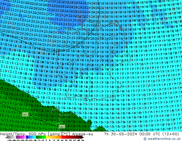 Height/Temp. 500 hPa Arpege-eu Th 30.05.2024 00 UTC