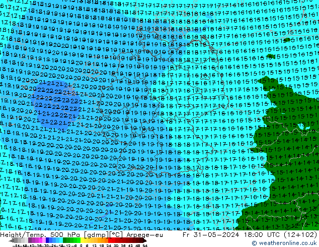 Height/Temp. 500 hPa Arpege-eu  31.05.2024 18 UTC