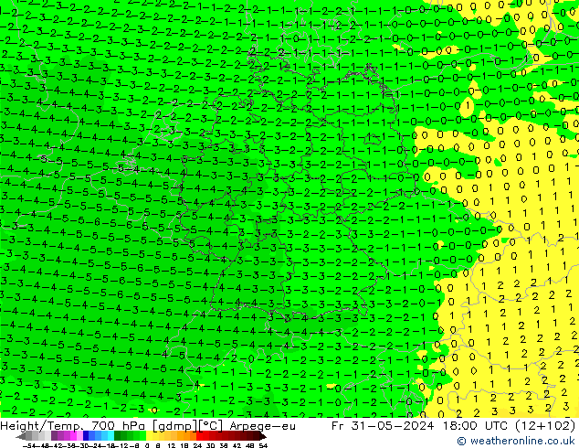 Height/Temp. 700 hPa Arpege-eu Fr 31.05.2024 18 UTC