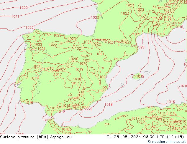 Surface pressure Arpege-eu Tu 28.05.2024 06 UTC