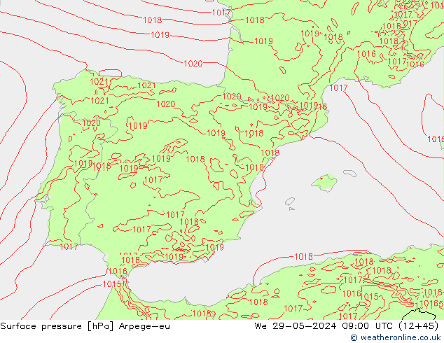 Surface pressure Arpege-eu We 29.05.2024 09 UTC