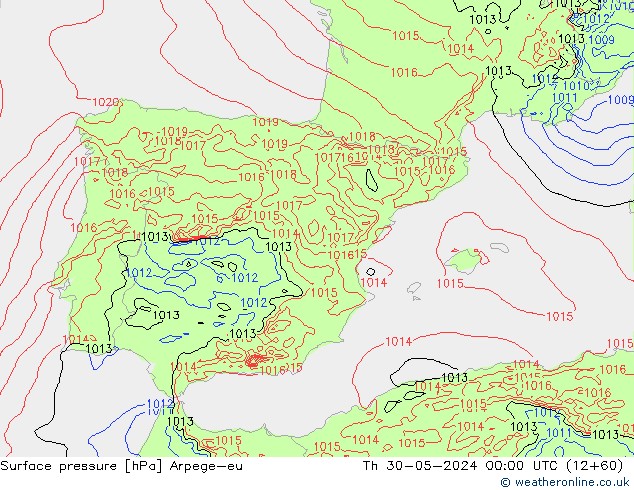 ciśnienie Arpege-eu czw. 30.05.2024 00 UTC