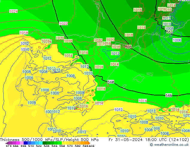 Thck 500-1000hPa Arpege-eu Sex 31.05.2024 18 UTC