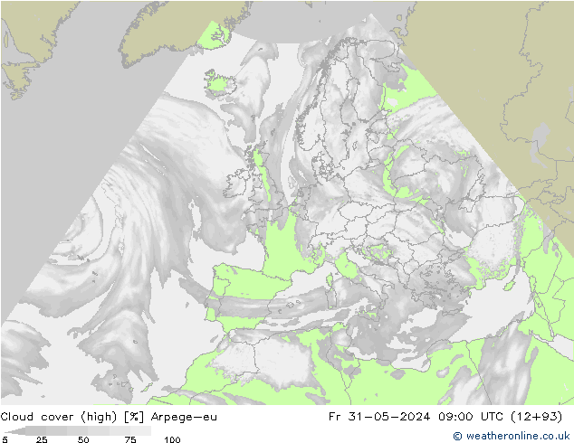 Wolken (hohe) Arpege-eu Fr 31.05.2024 09 UTC