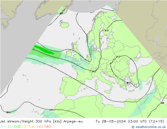 Jet stream/Height 300 hPa Arpege-eu Tu 28.05.2024 03 UTC