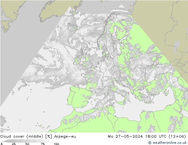 Wolken (mittel) Arpege-eu Mo 27.05.2024 18 UTC