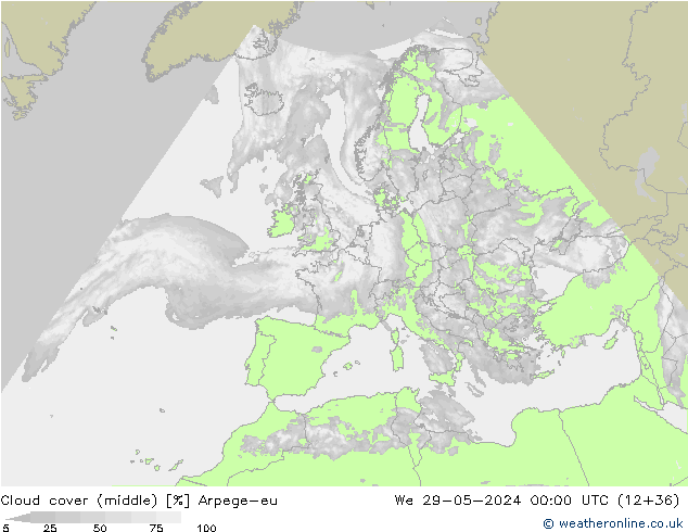Wolken (mittel) Arpege-eu Mi 29.05.2024 00 UTC