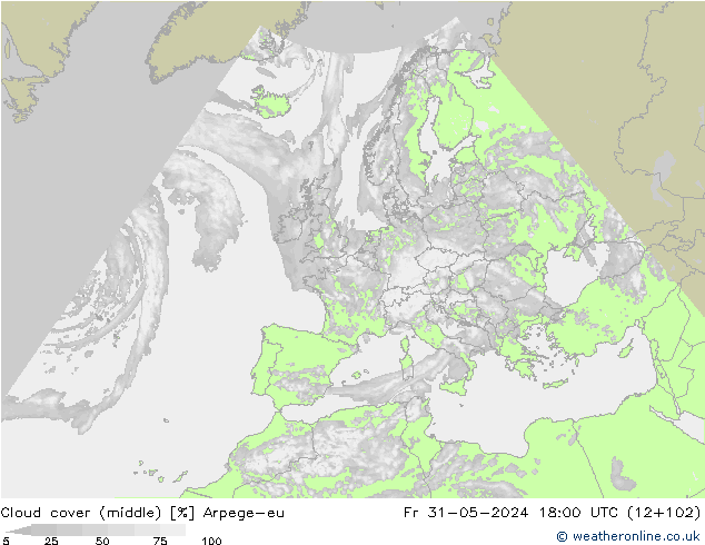 Wolken (mittel) Arpege-eu Fr 31.05.2024 18 UTC