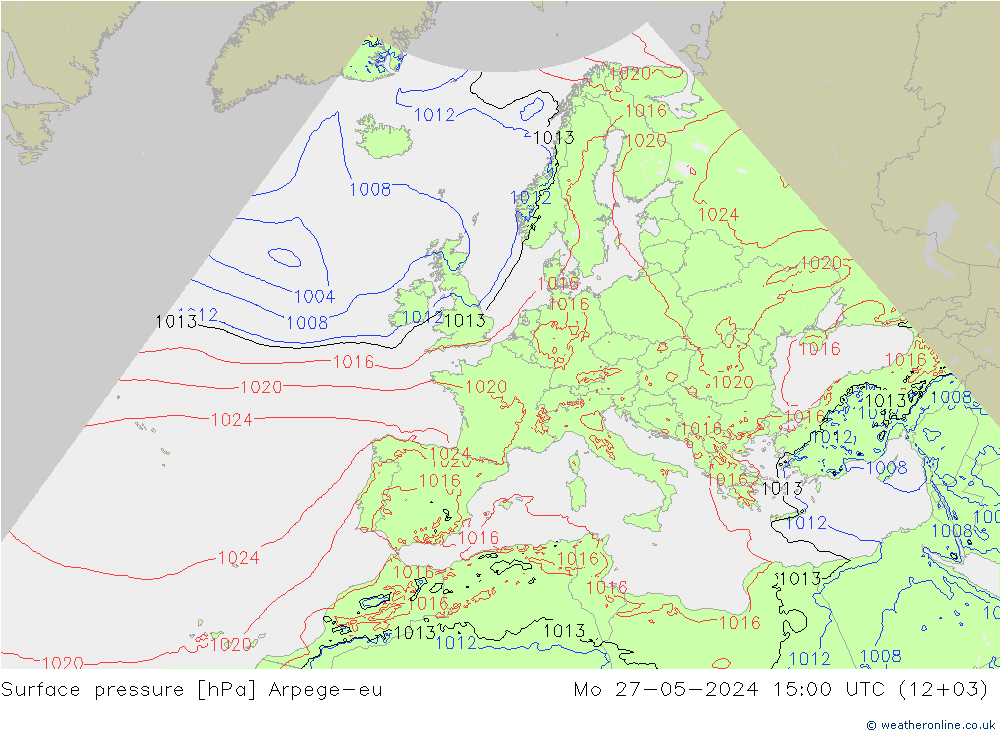 pressão do solo Arpege-eu Seg 27.05.2024 15 UTC