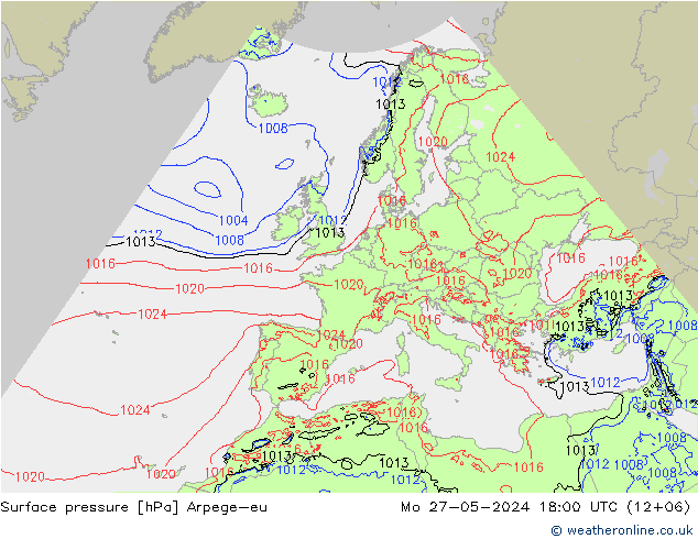 pressão do solo Arpege-eu Seg 27.05.2024 18 UTC