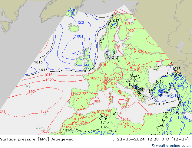 Surface pressure Arpege-eu Tu 28.05.2024 12 UTC