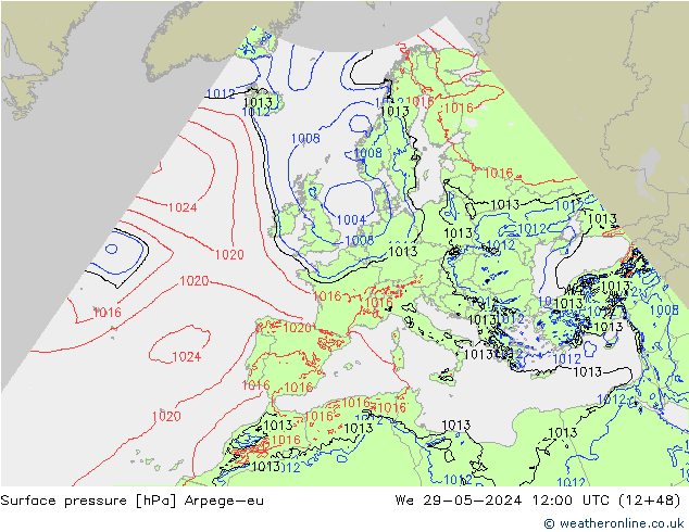 Surface pressure Arpege-eu We 29.05.2024 12 UTC