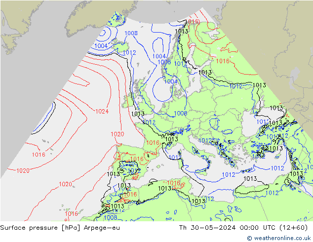 Surface pressure Arpege-eu Th 30.05.2024 00 UTC