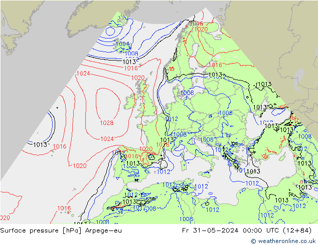 Surface pressure Arpege-eu Fr 31.05.2024 00 UTC