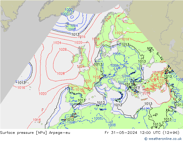 приземное давление Arpege-eu пт 31.05.2024 12 UTC