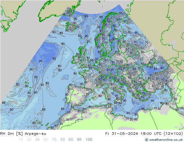 RH 2m Arpege-eu пт 31.05.2024 18 UTC