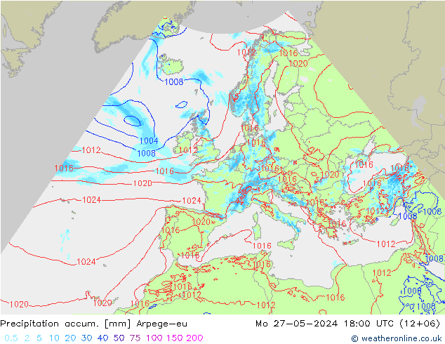 Precipitation accum. Arpege-eu пн 27.05.2024 18 UTC