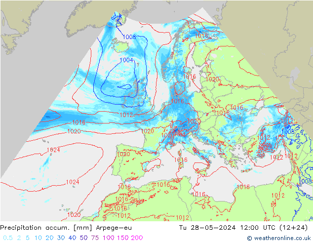 Nied. akkumuliert Arpege-eu Di 28.05.2024 12 UTC