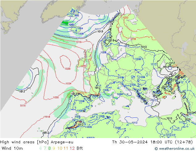 Windvelden Arpege-eu do 30.05.2024 18 UTC