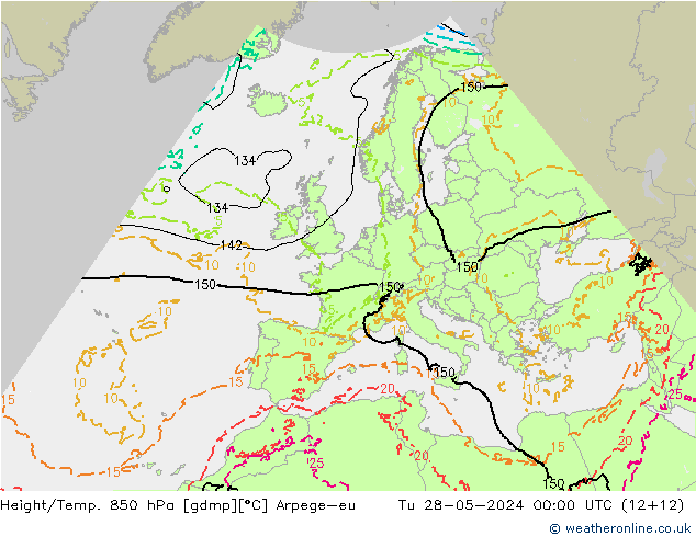 Yükseklik/Sıc. 850 hPa Arpege-eu Sa 28.05.2024 00 UTC