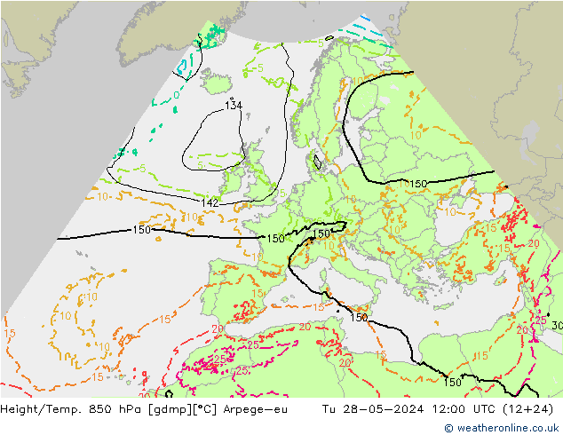 Yükseklik/Sıc. 850 hPa Arpege-eu Sa 28.05.2024 12 UTC