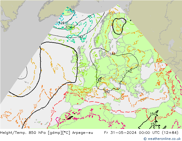 Height/Temp. 850 hPa Arpege-eu Fr 31.05.2024 00 UTC