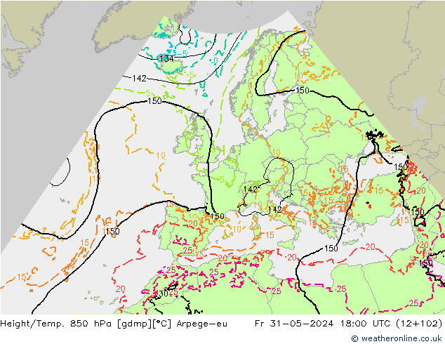 Height/Temp. 850 hPa Arpege-eu Fr 31.05.2024 18 UTC