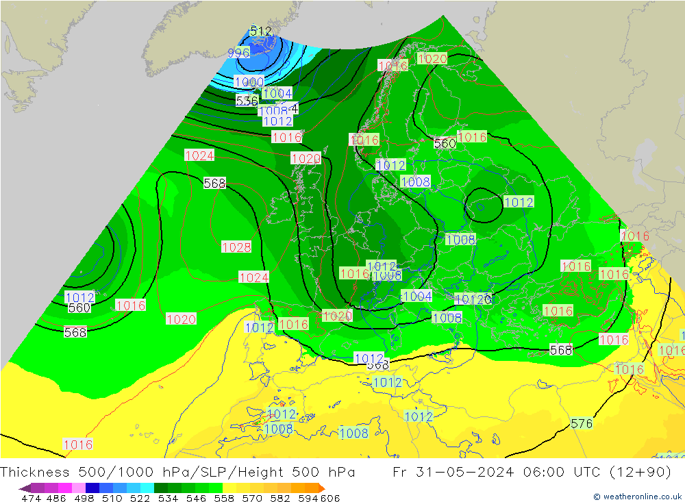 Thck 500-1000hPa Arpege-eu Fr 31.05.2024 06 UTC