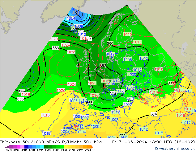 Thck 500-1000hPa Arpege-eu  31.05.2024 18 UTC