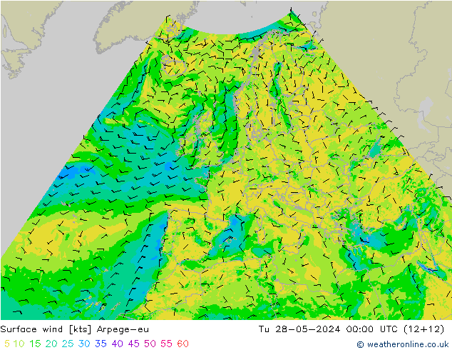 Rüzgar 10 m Arpege-eu Sa 28.05.2024 00 UTC