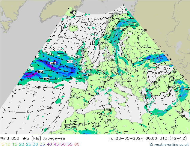 Wind 850 hPa Arpege-eu di 28.05.2024 00 UTC