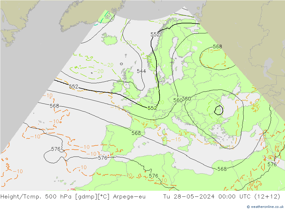 Height/Temp. 500 hPa Arpege-eu Tu 28.05.2024 00 UTC