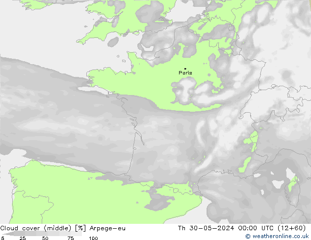 Wolken (mittel) Arpege-eu Do 30.05.2024 00 UTC