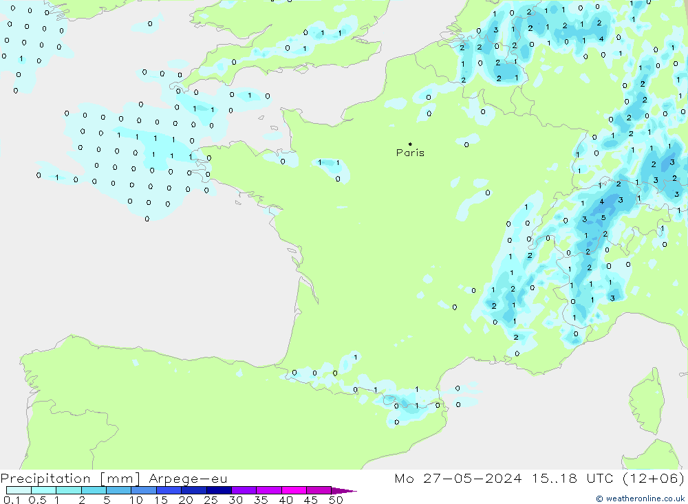 Precipitation Arpege-eu Mo 27.05.2024 18 UTC