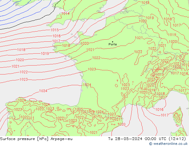 pression de l'air Arpege-eu mar 28.05.2024 00 UTC