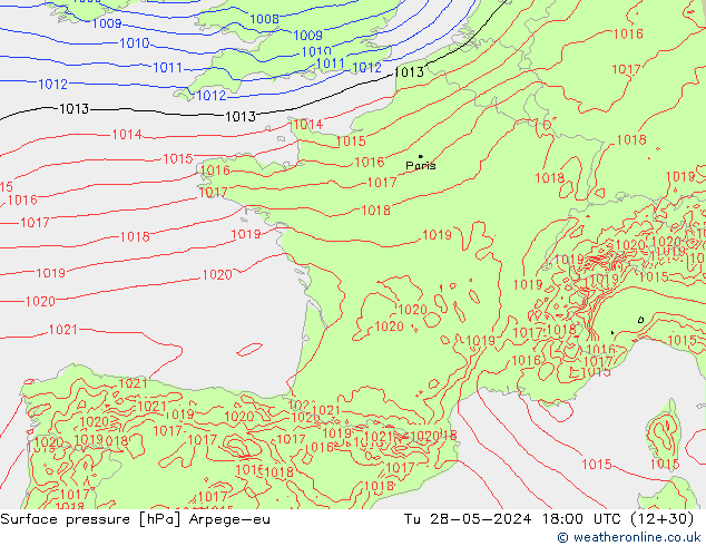 Yer basıncı Arpege-eu Sa 28.05.2024 18 UTC