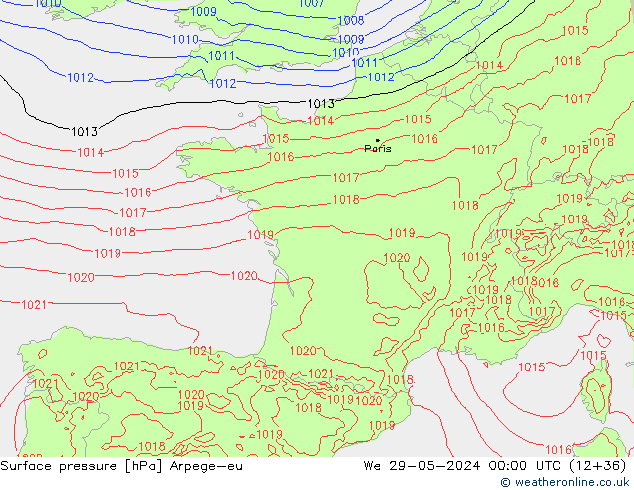 Surface pressure Arpege-eu We 29.05.2024 00 UTC