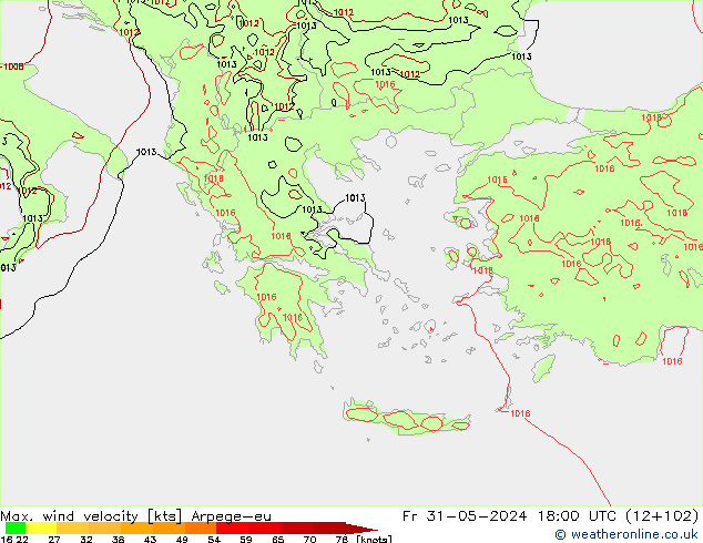 Maks. Rüzgar Hızı Arpege-eu Cu 31.05.2024 18 UTC