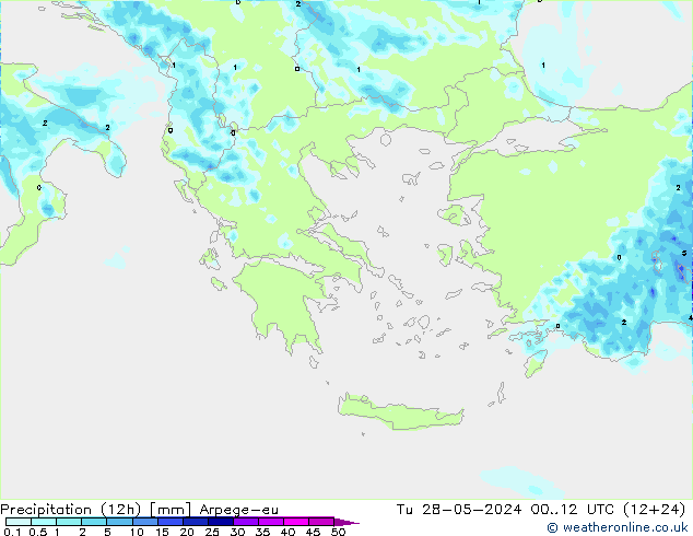 Precipitazione (12h) Arpege-eu mar 28.05.2024 12 UTC