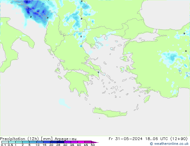Precipitation (12h) Arpege-eu Pá 31.05.2024 06 UTC