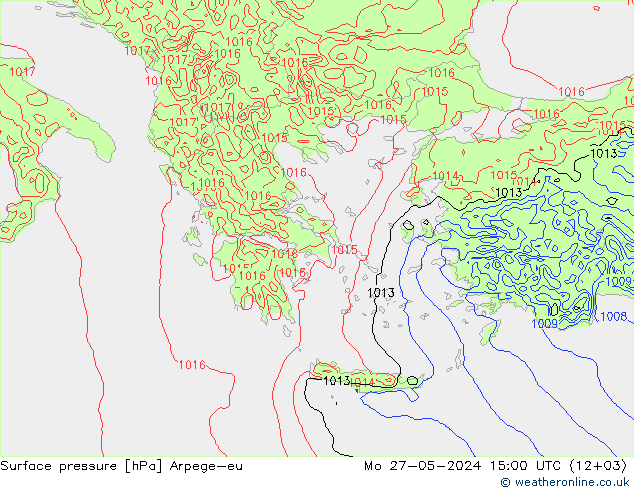 Surface pressure Arpege-eu Mo 27.05.2024 15 UTC